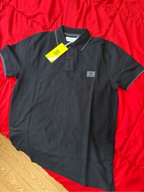 Christian Lacroix Black Polo Shirt with Subtle Gray Trim